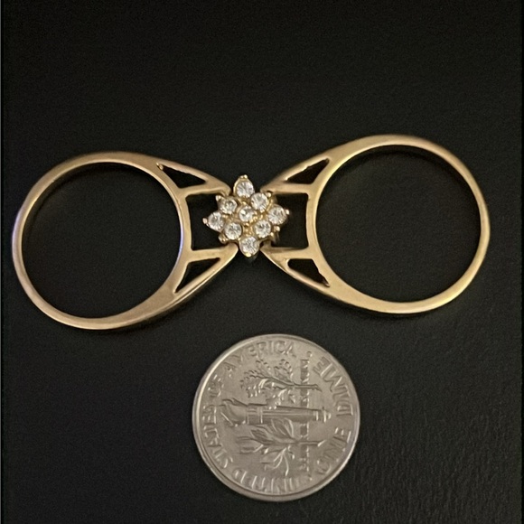 Vintage Art Deco 14k Gold Plated Amethyst Gemstone Cubic Zirconia Flip Ring - Picture 10 of 14